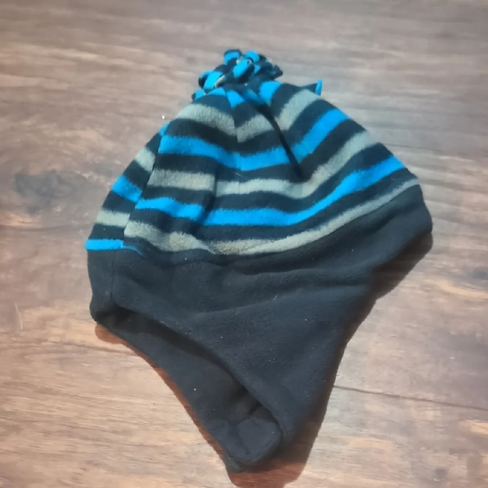Striped Blue and‎ Black Winter Hat
